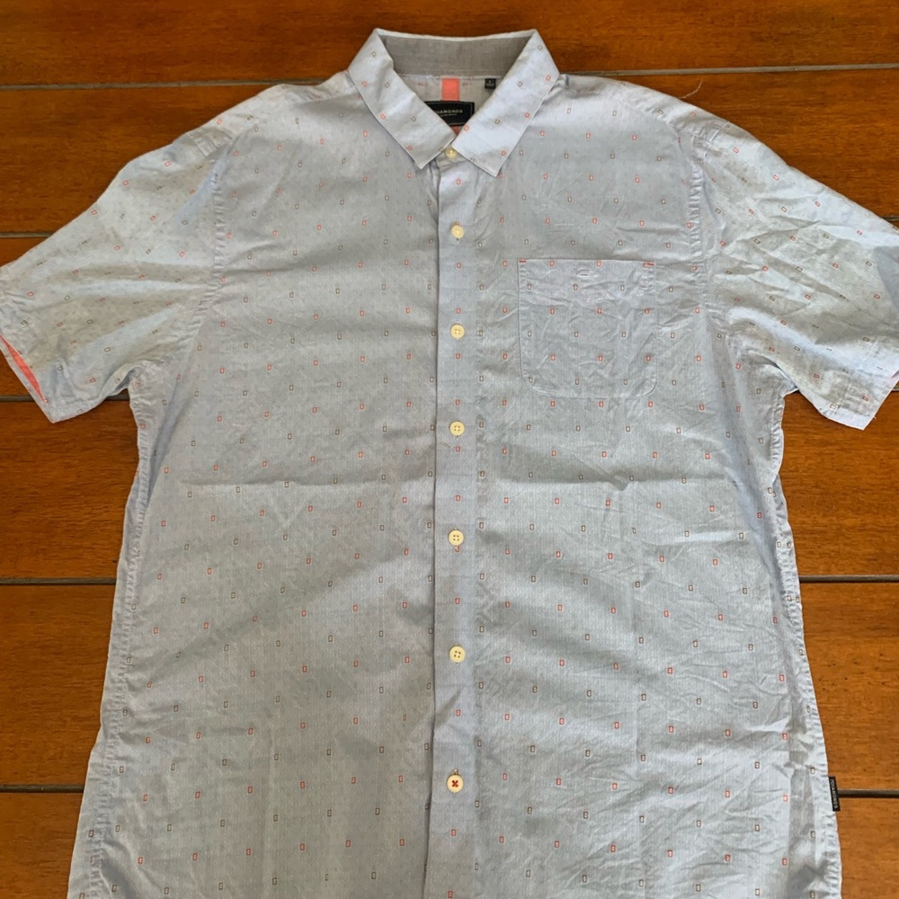 7 Diamonds Blue Casual Button Down Shirt